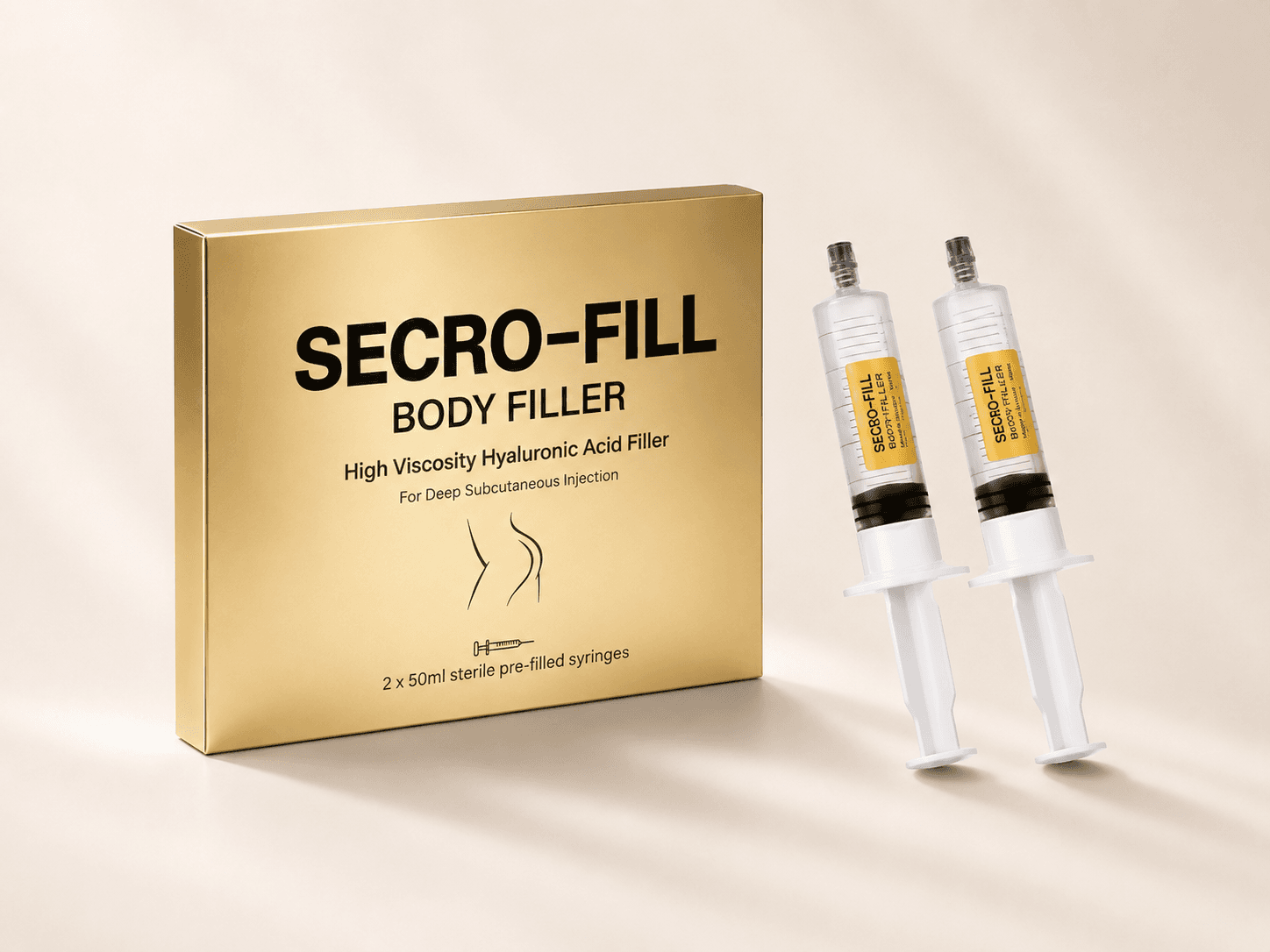 SECRO-FILL body filler product with emerald and gold packaging — replaceable product image